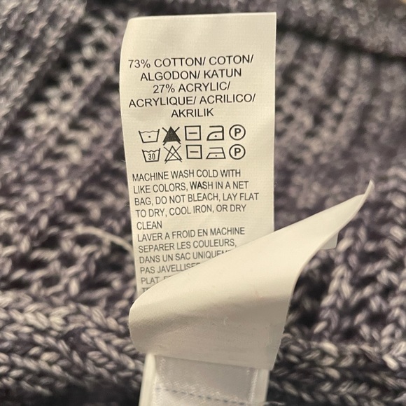 Lucky Brand cotton blend waterfall front blue white knit cardigan size medium - Picture 7 of 7